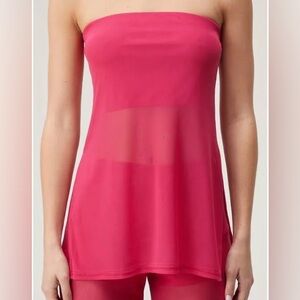 Nasty Gal pink  sheer mesh tube top. NWT. Medium